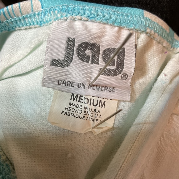 JAG Blue White Hawaiian Print Swim Top - Picture 3 of 4